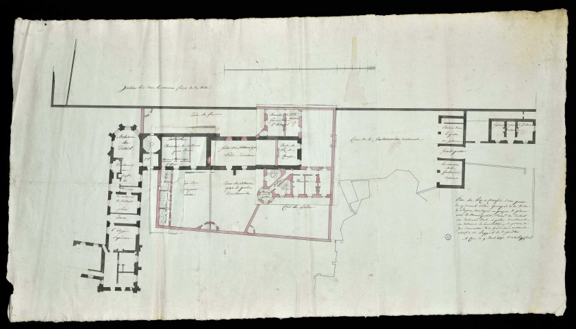 Bayeux : plans du palais épiscopal avec projet d'aménagement. Lefebvre