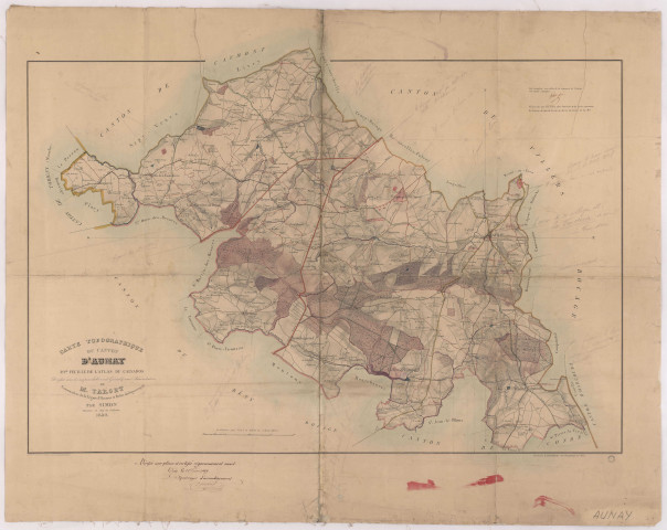 Carte topographique du canton d'Aunay par Simon, géomètre en chef du cadastre
