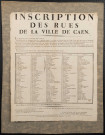 "Inscription des rues de la ville de Caen", par Daigremont-St-Manvieux / Préfet du Calvados, Charles Caffarelli (document n°27)