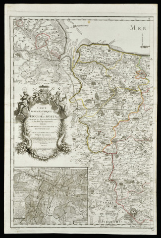 Carte topographique du diocèse de Bayeux, divisé en ses 4 archidiaconés et ses 17 doyennés, Paris, par Jaillot