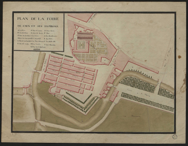 Plan de la foire de Caen et de ses environs