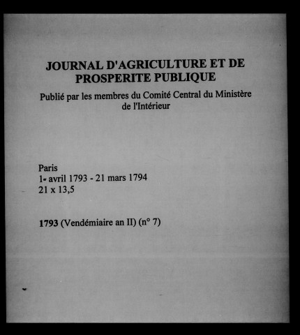 Journal d'agriculture et de prospérité publique