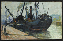 "Caen : Le Port. Charbonniers en déchargement. Mai 1906, 6 heures du matin", par Géo Lefèvre (Lefèvre, Georges Auguste Eugène, dit)