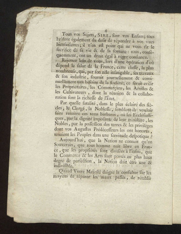 Cahier d'observations et doléances du Tiers-Etat du bailliage de Caen, articles préliminaires à arrêter aux Etats Généraux, Etat des députés de la ville et des campagnes envoyés à l'Assemblée préliminaire du Tiers-Etat du Bailliage de Caen. Mémoire présenté au roi par les Six-corps e la ville de Caen