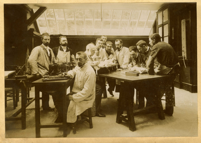 Université de Caen : laboratoire du professeur Fayel-Deslongrais (Institut anatomique annexé à l'école de médecine), laboratoire maritime de Luc-sur-mer, bibliothèque universitaire, faculté de droit, institut botanique, collections d'histoire naturelle (not. herbier René Lenormand, fossiles, oiseaux empaillés) (photos n°19 à 54).