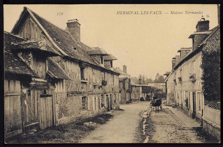 Hermival-les-Vaux : Route de Cormeille (n°1) ; Maisons normandes (n°2) ; Château (n°3 à 5)