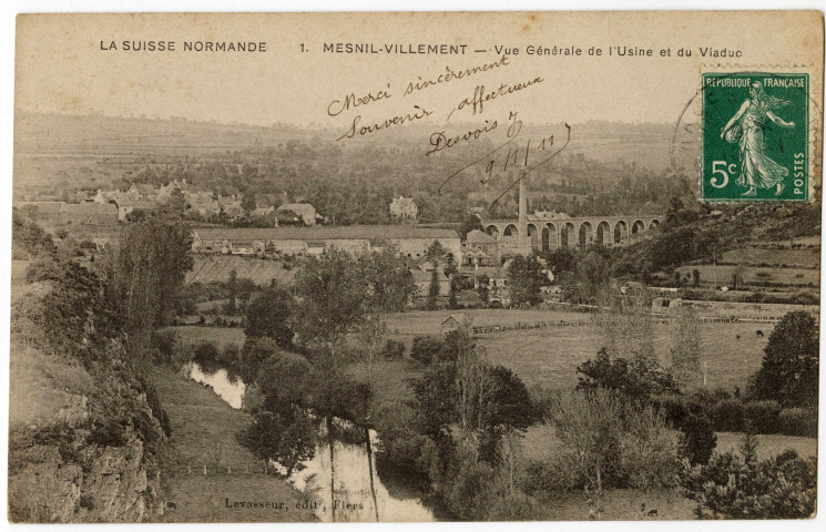 Le Mesnil-Villement : Vue générale de l'usine et du viaduc (carte postale n°4)