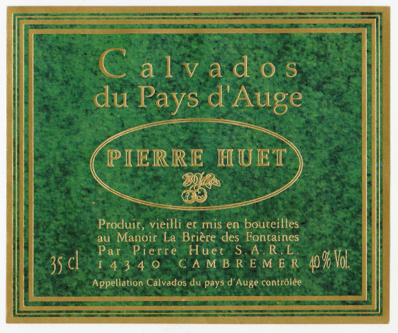 Calvados, cidre, vinaigre de cidre, pommeau, poiré de Pierre HUET, Manoir La Brière des Fontaines, à Cambremer