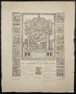 Diplôme d'adhésion à la charité et confrérie de St Sébastien et St Ouen fondée en 1517 en l'église paroissiale de Fresneuse-sur-Risle (diocèse de Lisieux), par Le Sueur fecit, A. de Formigny de La Londe.