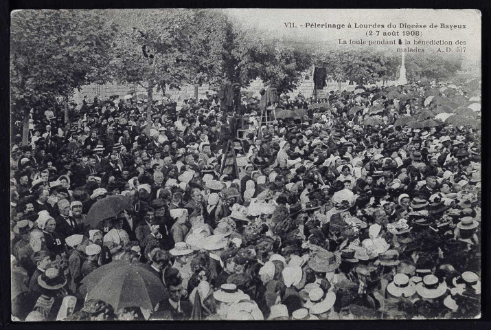 Pèlerinage à Lourdes de personnes du diocèse de Bayeux (1908) (cartes postales n°28, 29, 105 à 120)