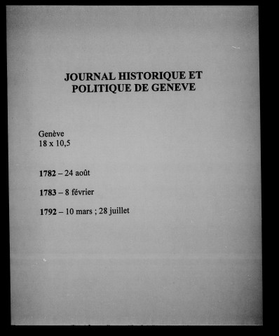Journal historique et politique de Genève