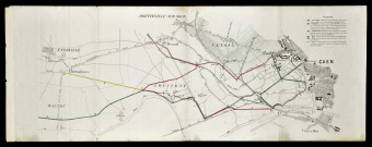 Carte des chemins à l'Ouest de Caen (Venoix, Louvigny, Maltot, Eterville (chemin de fer de Vire à Caen)
