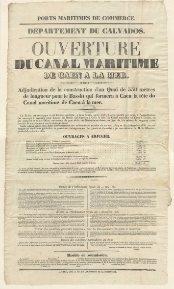 Construction d'un quai de 550 mètres pour le bassin de Caen, 1839, AD/14, 3S/9