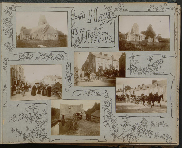 Eglise "Bolleville", bourg, fermes, convois militaires, carriole (photos n°658 à 671)