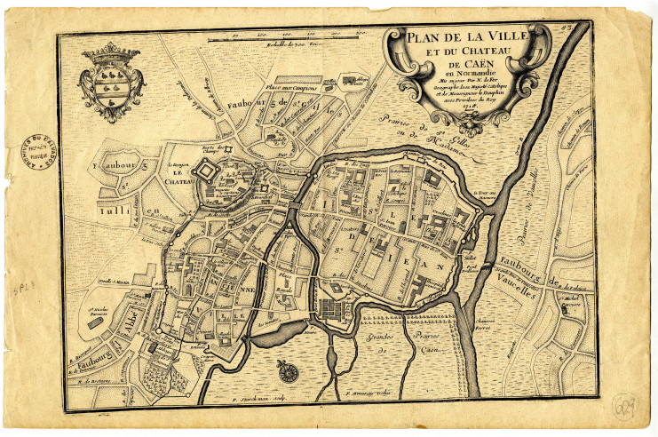 Plan de la ville et du château de Caen, 1718, AD14, CPL/609/1