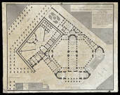 Plan général du rez-de-chaussée des bâtiments destinés aux juridictions et prisons royales de la ville de Caen déjà en partie construits et que l'on continue d'exécuter en la présente année 1788, d'après les dessins de M. Le Febvre
