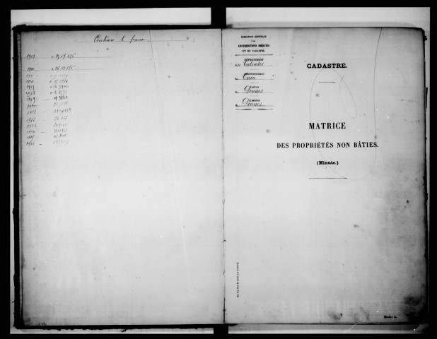 matrice cadastrale des propriétés non bâties, 1913-1938, 1er vol. (folios 1-500)