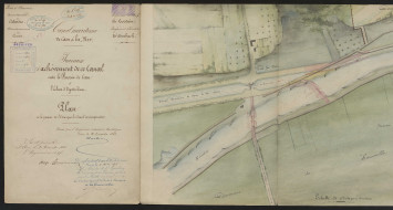 Plan d'achèvement des travaux entre le bassin de Caen et l'écluse de Ouistreham, 1855, AD14, S/13416