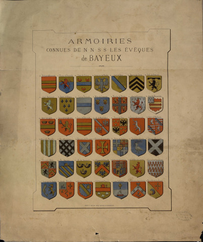 Armoiries des évêques de Bayeux : lithographie