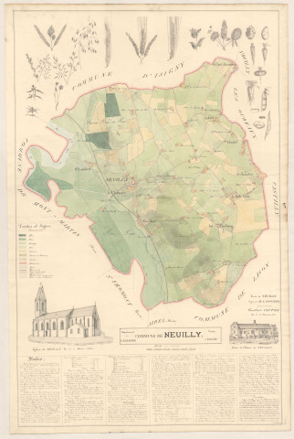 Neuilly-la-Forêt. Carte, notice, église, château, agriculture
