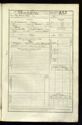 Madeleine, Félix Clément Aldéric