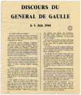 Discours du Général De Gaulle du 6 juin 1944.