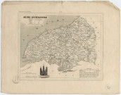 Carte du département de la Seine-Inférieure, extraite du Petit Atlas National, avec représentation de la cathédrale de Rouen