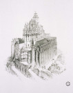 (Le Mont-Saint-Michel : vue d'ensemble de l'abbaye). Par G. Bouet