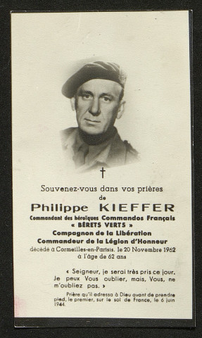 Faire-part de décès de Philippe Kieffer