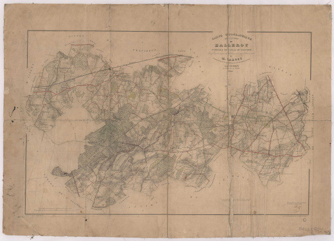 Carte topographique du canton de Balleroy par Simon, géomètre en chef du cadastre