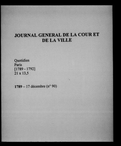 Journal général de la cour et de la ville