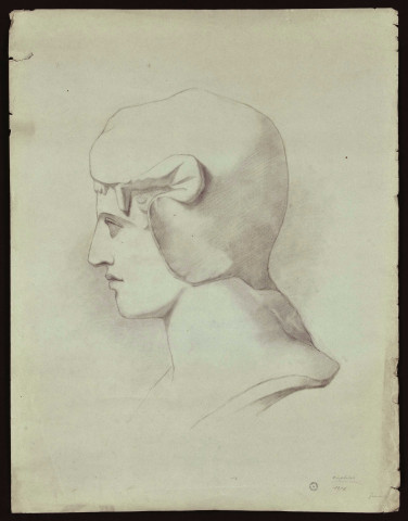 7 portraits d'histoire et de mythologie, par Jeanne : Auguste Jeune (1876) ; Omphale (1876) ; Pallas (1877) ; Sapho ; portrait ; Machiavel (?) ; essais