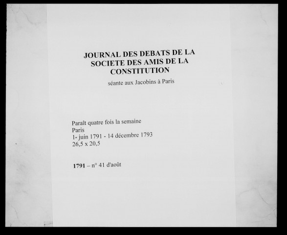 Journal des débats de la Société des amis de la Constitution, séante aux Jacobins à Paris