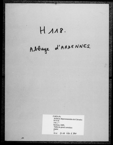 Table analytique du grand cartulaire