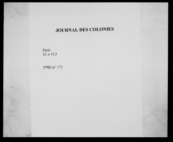 Journal des colonies
