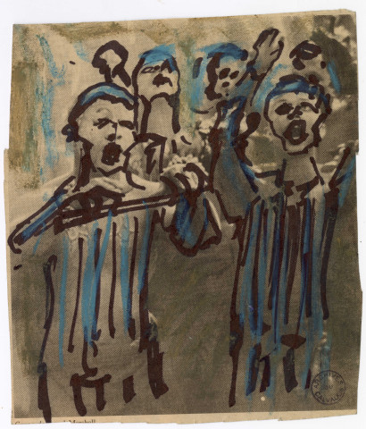 Déportés tirant un charroi (dessin n°9)