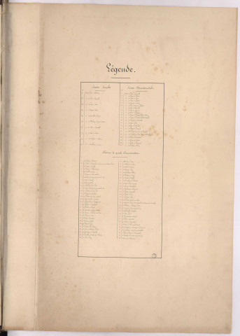 Légende et tableau d'assemblage des feuilles de l'Atlas du département du Calvados de Simon, géomètre en chef du cadastre