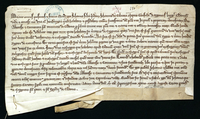 Jeanne, fille de Jean de Calix, donne toute la succession de son père à Cagny, Guymare et Calix