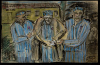 Déporté quittant le « Revier » soutenu par deux camarades (dessin n°31)