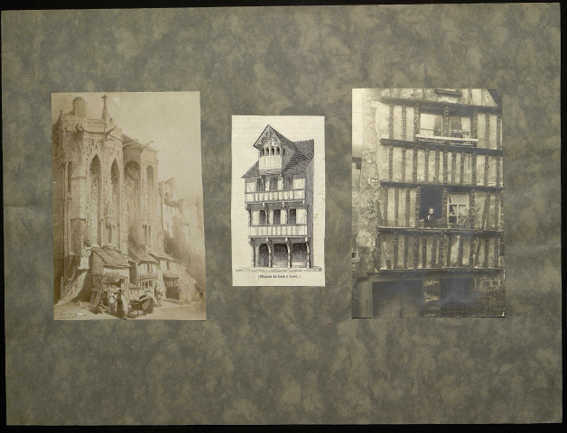 Planches avec diverses gravures, photos et plan de Caen (documents n°58 à 75).