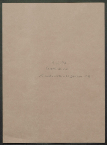 15 octobre-28 décembre 1696