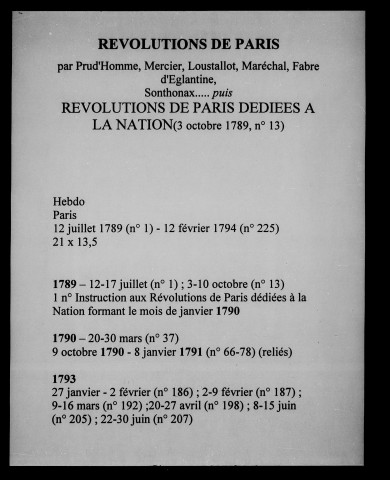 Révolutions de Paris dédiées à la Nation