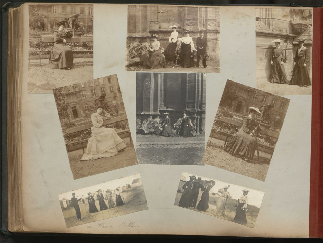 Personnes prenant la pose à Caen (notamment dans le jardin place de la République) et à Riva-Bella, "En vacances août 1903 " (pages 59 et 60).