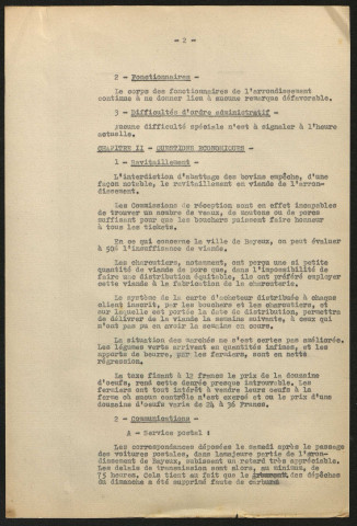 Rapports des mois de mai à décembre 1941