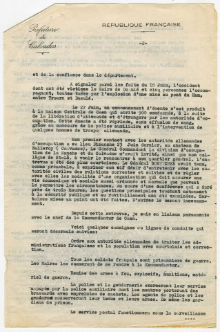Rapports du préfet Graux pour les mois de juin et juillet 1940