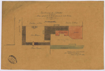 Plan général des bâtiments du palais épiscopal de Lisieux au 19e siècle