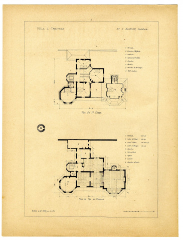 2 - (Verso : Deux plans en noir et blanc. Plan du premier étage et plan du rez-de-chaussée.)
