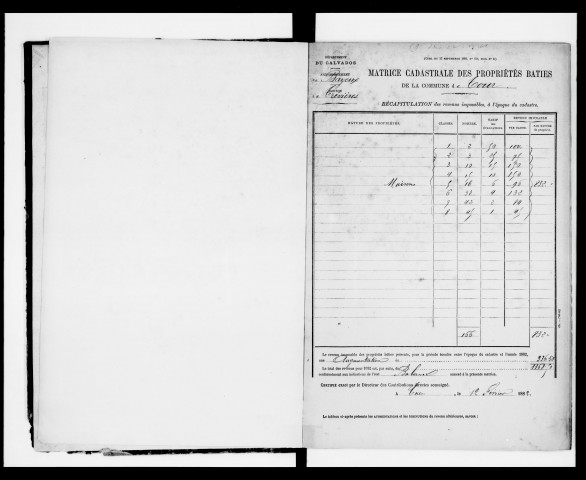 matrice cadastrale des propriétés bâties