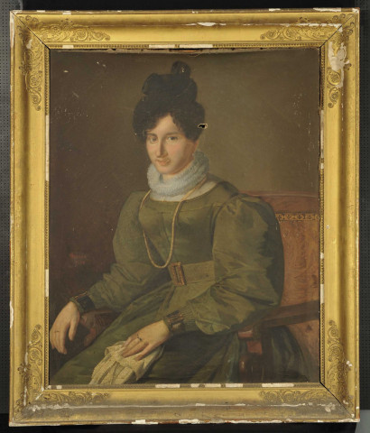 Portrait d'une femme assise avec un mouchoir