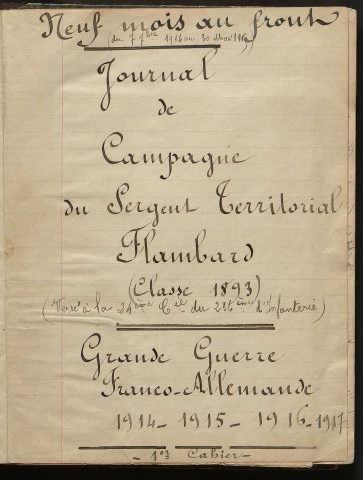 Journaux de campagne du sergent territorial Flambard